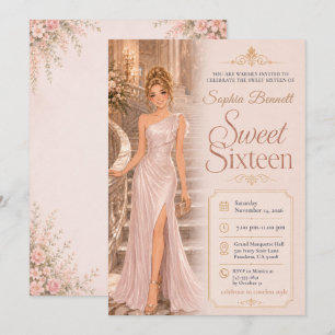 Sweet Sixteen Pink Ballsaal Einladung