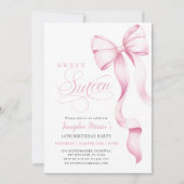 Sweet Sixteen Pink Bow Invitation Einladung (Vorderseite)