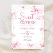 Sweet Sixteen Pink Bows Pearls Coquette Einladung