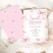 Sweet Sixteen Pink Bows Pearls Coquette Einladung