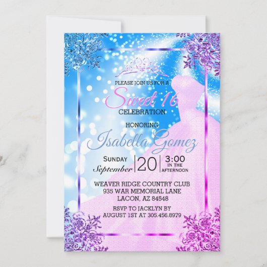 Sweet Sixteen Pink Princess Gown Einladung (Vorderseite)