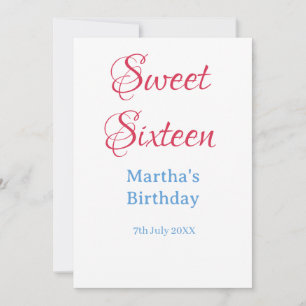 Sweet Sixteen rosa Name Datum Kalligrafie Boho Bla Einladung