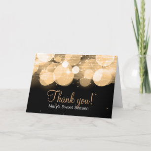 Sweet Sixteen Thank You Glow & Sparkle Gold Dankeskarte