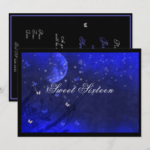 Sweet Sixteen Verzauberte Nacht Purpurblau Einladung