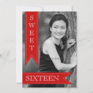 Sweet Sixteentbh Birthday Red Ribbons Einladung