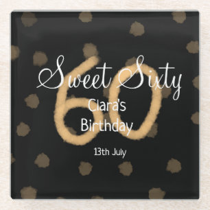 Sweet Sixty hinzufügen Name Datum Geburtstag gelbe Glasuntersetzer