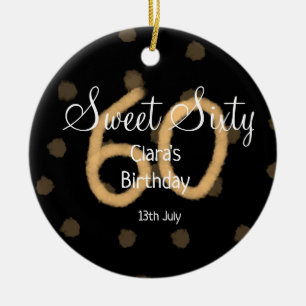 Sweet Sixty hinzufügen Name Datum Geburtstag gelbe Keramik Ornament