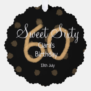 Sweet Sixty hinzufügen Name Datum Geburtstag gelbe Ornament Karte