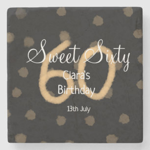 Sweet Sixty hinzufügen Name Datum Geburtstag gelbe Steinuntersetzer