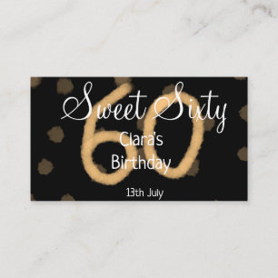 Sweet Sixty hinzufügen Name Datum Geburtstag gelbe Visitenkarte