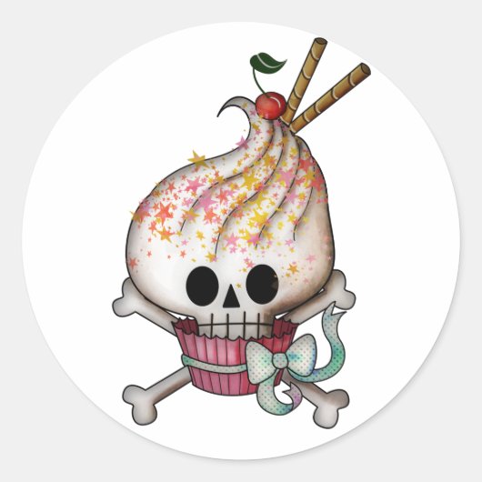 Sweet Skull Cupcake Runder Aufkleber (Vorderseite)