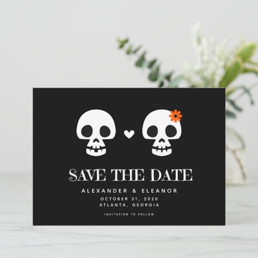 Sweet Skulls - Individuell anpassbare Save the Dat Save The Date (Stehend Vorderseite)
