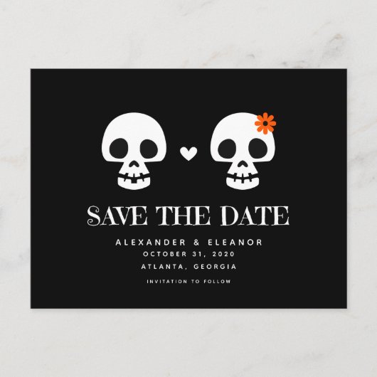 Sweet Skulls Save the Date Postkarte individuell a (Vorderseite)