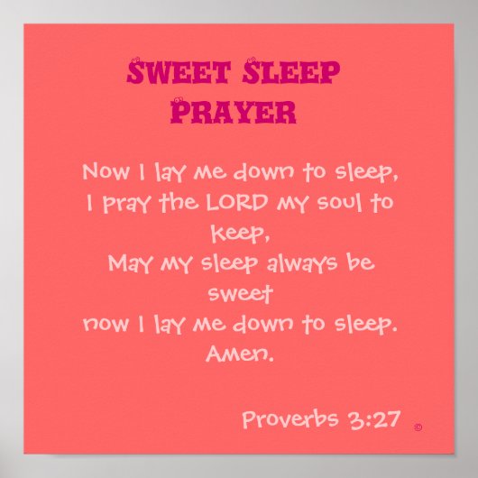 Sweet Sleep Gebet anpassen Poster (Vorne)