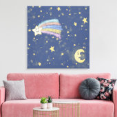Sweet Sleep Moon & Stars Illustration Denim Blue Leinwanddruck (Insitu (Wohnzimmer))