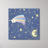 Sweet Sleep Moon & Stars Illustration Denim Blue Leinwanddruck (Vorderseite)