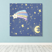Sweet Sleep Moon & Stars Illustration Denim Blue Leinwanddruck (Insitu (Holzboden))