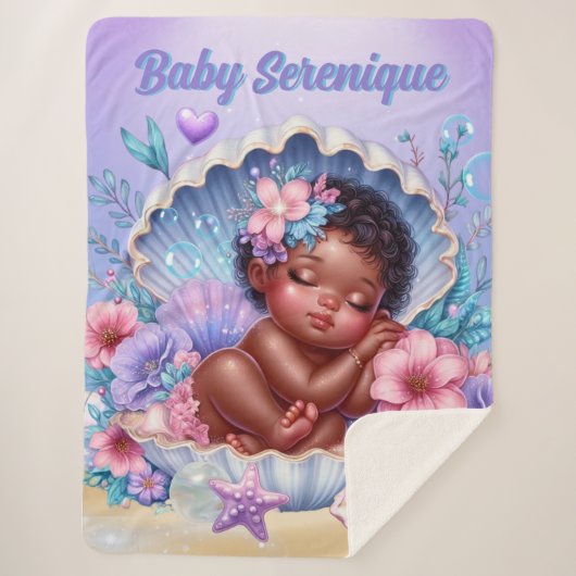 Sweet Sleeping Baby Girl Seashell Pastel Sherpadecke (Vorderseite)