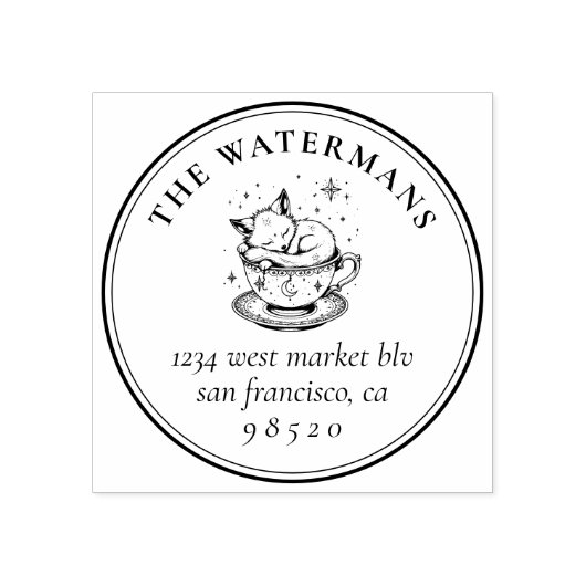 Sweet Sleeping Magical Baby Fox Name und Anschrift Gummistempel (Prägung)