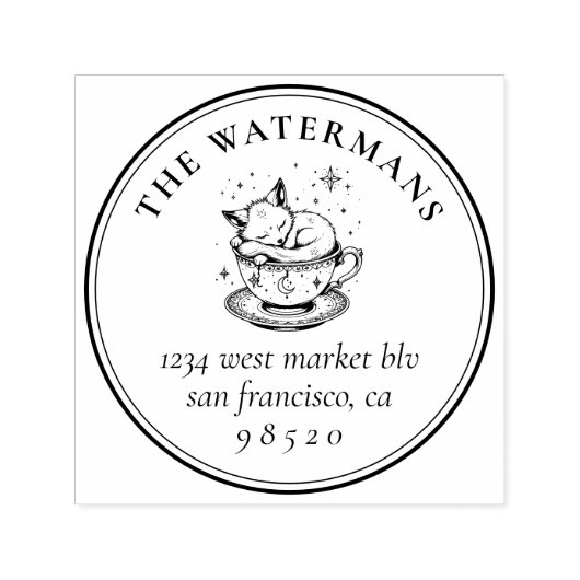 Sweet Sleeping Magical Baby Fox Name und Anschrift Permastempel (Design)