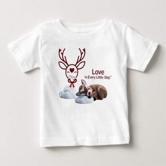 Sweet Sleeping Reindeer "Love in Every Little Step Baby T-shirt (Vorderseite)