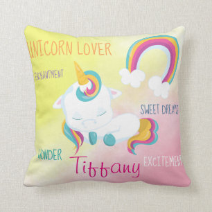 Sweet Sleeping Unicorn Rainbow Design Kissen