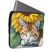 Sweet Sleepy Kitty Cat and Sunflowers Laptopschutzhülle (Vorne Rechts)