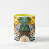Sweet Sleepy Kitty Cat and Sunflowers Personalized Tasse (Zentrum)