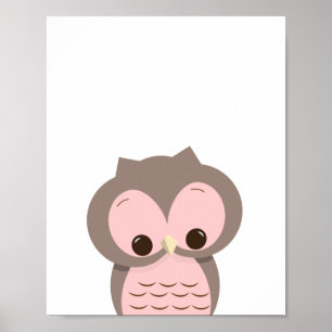 Sweet Sleepy Owl in Rosa Kinderzimmer Wanddekor Poster