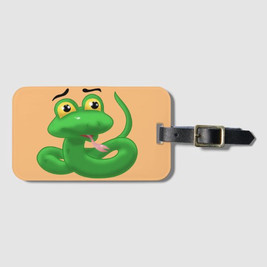 Sweet, Slithering Cartoon Schlange Gepäckanhänger (Vorderseite (Horizontal))