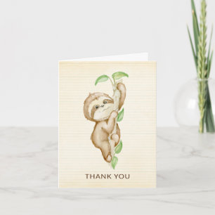 Sweet Sloth Animals Baby Dusche Vielen Dank Hinwei Dankeskarte