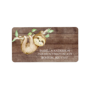 Sweet Sloth Baby Duschadresse Adressaufkleber
