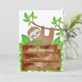 Sweet Sloth Baby Dusche Einladung (Stehend Vorderseite)