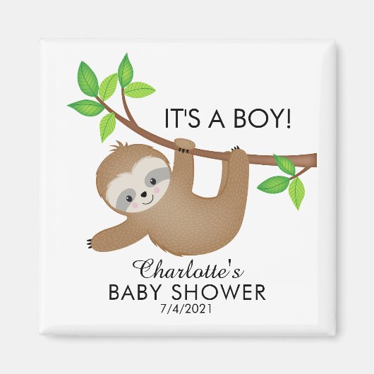 Sweet Sloth Baby Dusche Gefallen Magnet (Vorne)