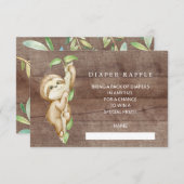 Sweet Sloth Baby Dusche Windeln Raffle Ticket Begleitkarte (Vorne/Hinten)