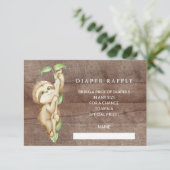 Sweet Sloth Baby Dusche Windeln Raffle Ticket Begleitkarte (Stehend Vorderseite)