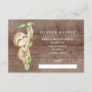 Sweet Sloth Baby Dusche Windeln Raffle Ticket Begleitkarte