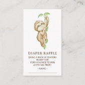 Sweet Sloth Baby Dusche Windeln Raffle Ticket Begleitkarte (Vorderseite)