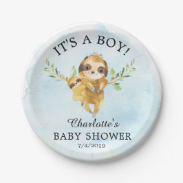 Sweet Sloth Baby Shower 7" Platten Pappteller