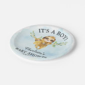Sweet Sloth Baby Shower 7" Platten Pappteller (Schrägansicht)