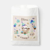 Sweet Sloth Birthday Party Blue Balloon  Geschenktütchen (Vorderseite)