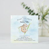 Sweet Sloth Boys Baby Dusche Einladung (Stehend Vorderseite)