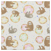 Sweet Sloth Donut Pattern Stoff (Nahaufnahme)
