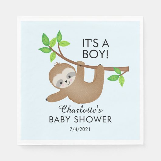 Sweet Sloth Es ist ein Baby-Duschpapier Napkins Serviette (Vorderseite)