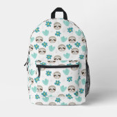Sweet Sloth Floral Pattern Bedruckter Rucksack (Vorderseite)