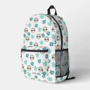 Sweet Sloth Floral Pattern Bedruckter Rucksack