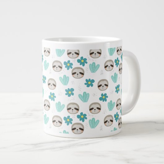 Sweet Sloth Floral Pattern Jumbo-Tasse (Vorderseite Rechts)