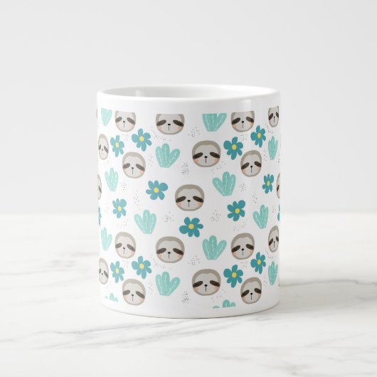 Sweet Sloth Floral Pattern Jumbo-Tasse (Vorderseite)