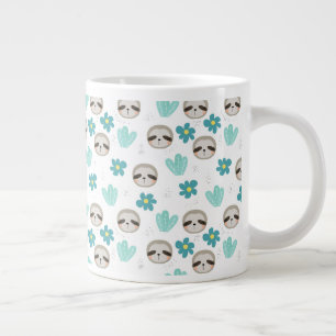 Sweet Sloth Floral Pattern Jumbo-Tasse