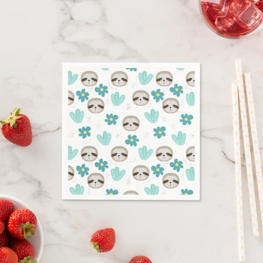 Sweet Sloth Floral Pattern Serviette (Beispiel)